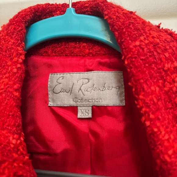 Earl Rutenberg Womens Red Textured Button Detail Cropped Tweed Jacket Size XS - Picture 4 of 9